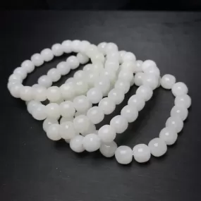 10 PCS 9mm White Nehprite Hetian Jade Beaded Bracelets for DIY Jewelry Project