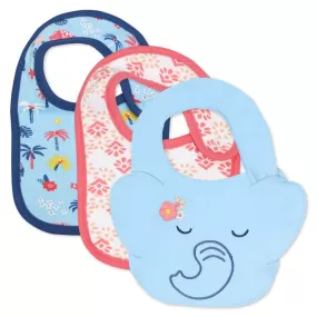 3-Pack Elephant Blooms Bib