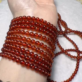 3-Wraps 4.8mm Natural High-clarity Spessartine Orange Garnet Beaded Bracelets for DIY Jewelry Project