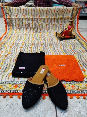 Black and Orange Ensemble 4 Pc With Jutti