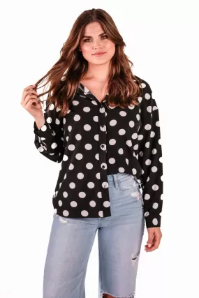 Darling Dot Button Up Top