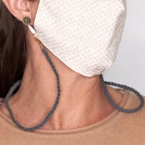 Grey Braided Leather Face Mask Necklace