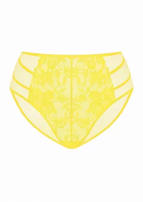 Pretty In Petals High-Rise Bright Yellow Lace Brief Underwear